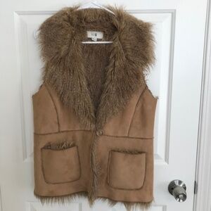 XXI Faux Suede Fur Lined Boho Western Festival Vest Size L